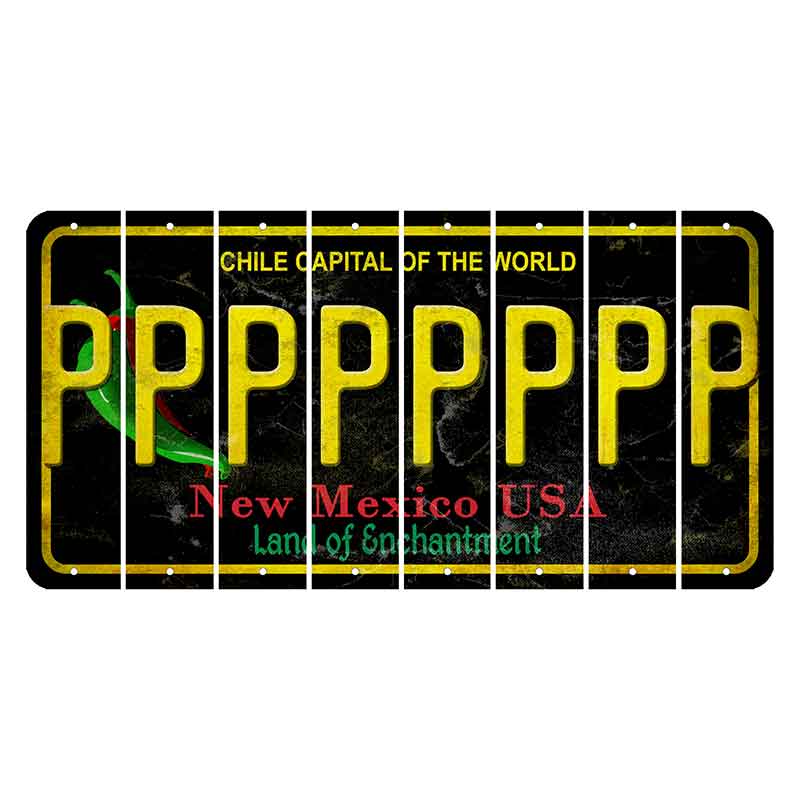 New Mexico Black Chile Cut License Plate Strips (Set of 8) P