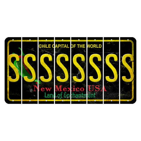 New Mexico Black Chile Cut License Plate Strips (Set of 8) S