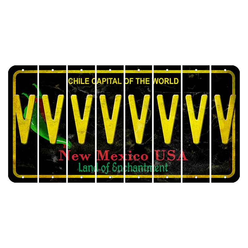 New Mexico Black Chile Cut License Plate Strips (Set of 8) V