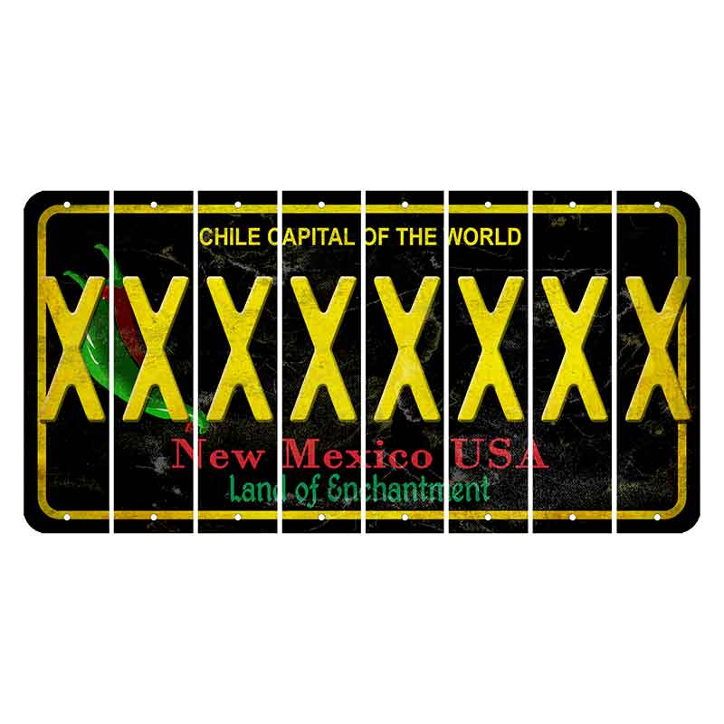 New Mexico Black Chile Cut License Plate Strips (Set of 8) X