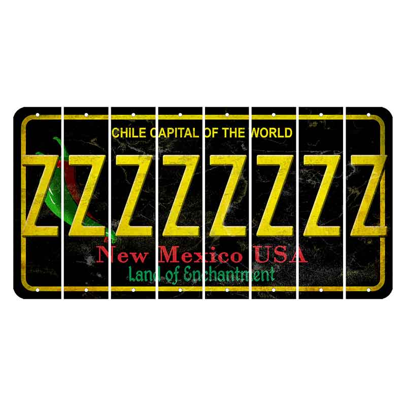 New Mexico Black Chile Cut License Plate Strips (Set of 8) Z