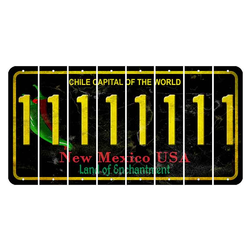 New Mexico Black Chile Cut License Plate Strips (Set of 8) 1