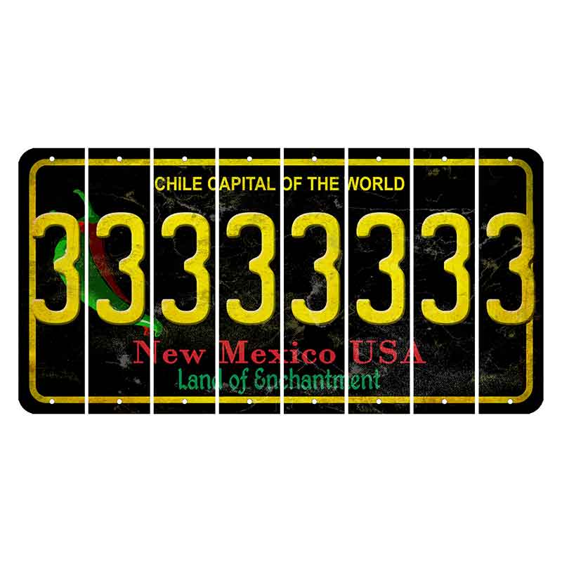 New Mexico Black Chile Cut License Plate Strips (Set of 8) 3