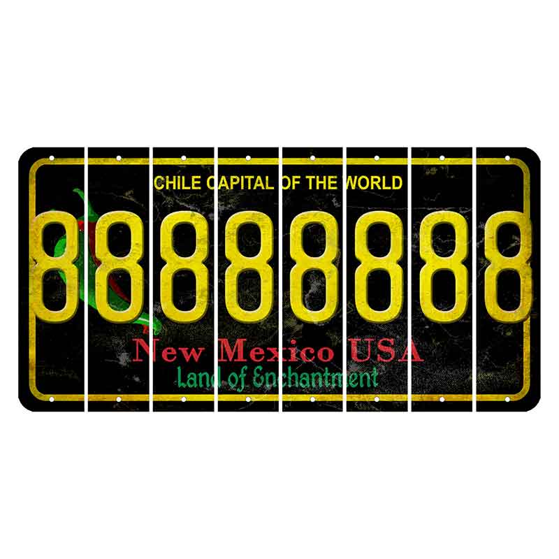 New Mexico Black Chile Cut License Plate Strips (Set of 8) 8