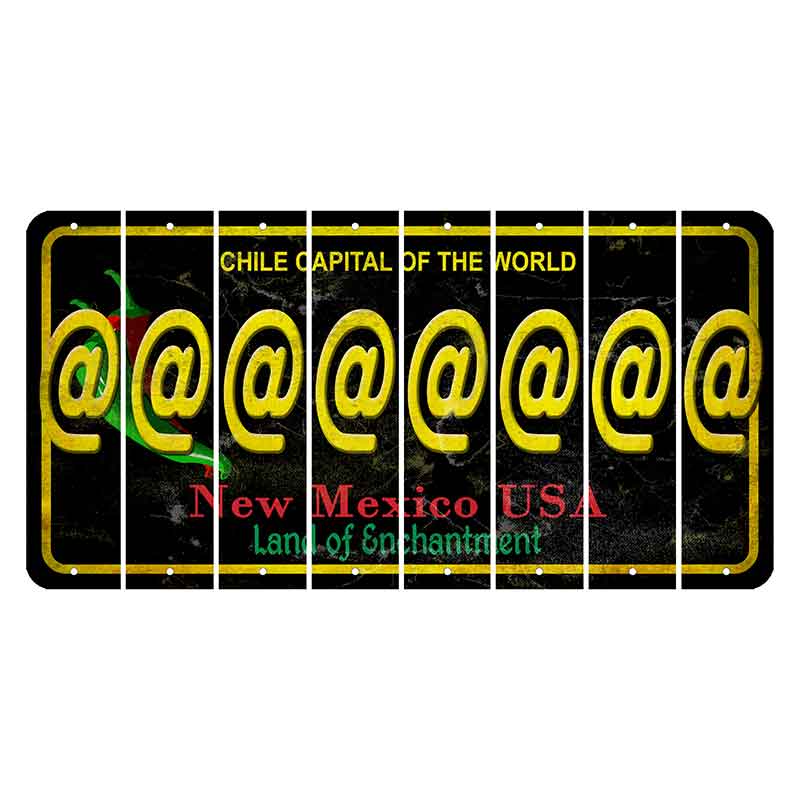 New Mexico Black Chile Cut License Plate Strips (Set of 8) At Sign