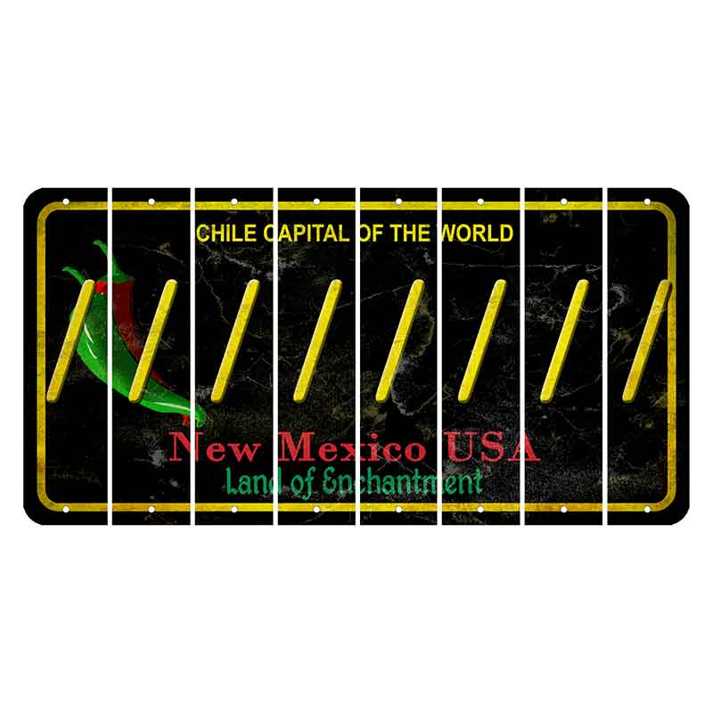 New Mexico Black Chile Cut License Plate Strips (Set of 8) Forward Slash