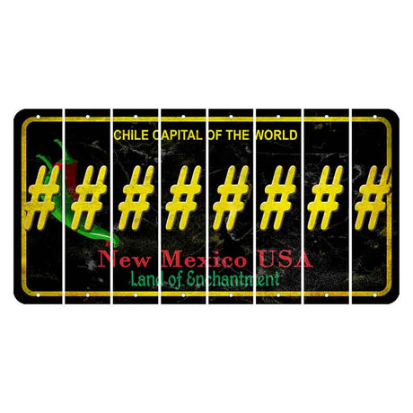 New Mexico Black Chile Cut License Plate Strips (Set of 8) Hashtag