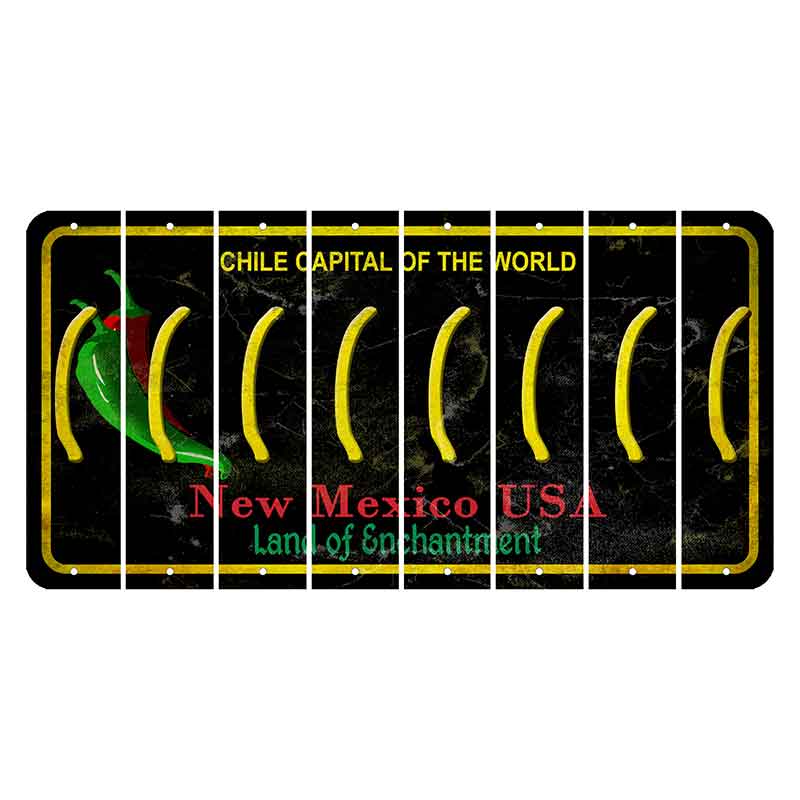 New Mexico Black Chile Cut License Plate Strips (Set of 8) Parenthesis - Left