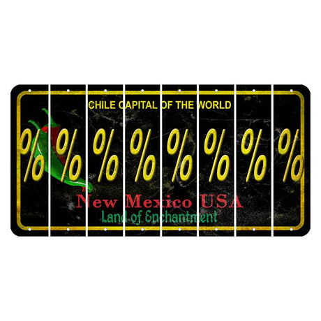 New Mexico Black Chile Cut License Plate Strips (Set of 8) Percent Sign