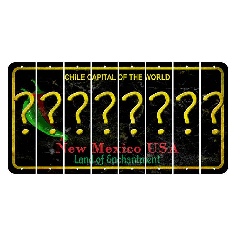 New Mexico Black Chile Cut License Plate Strips (Set of 8) Question Mark