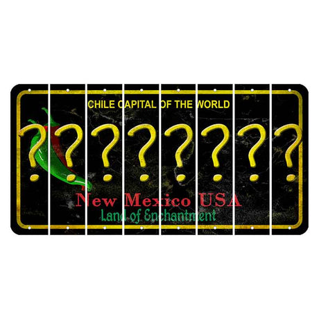 New Mexico Black Chile Cut License Plate Strips (Set of 8) Question Mark