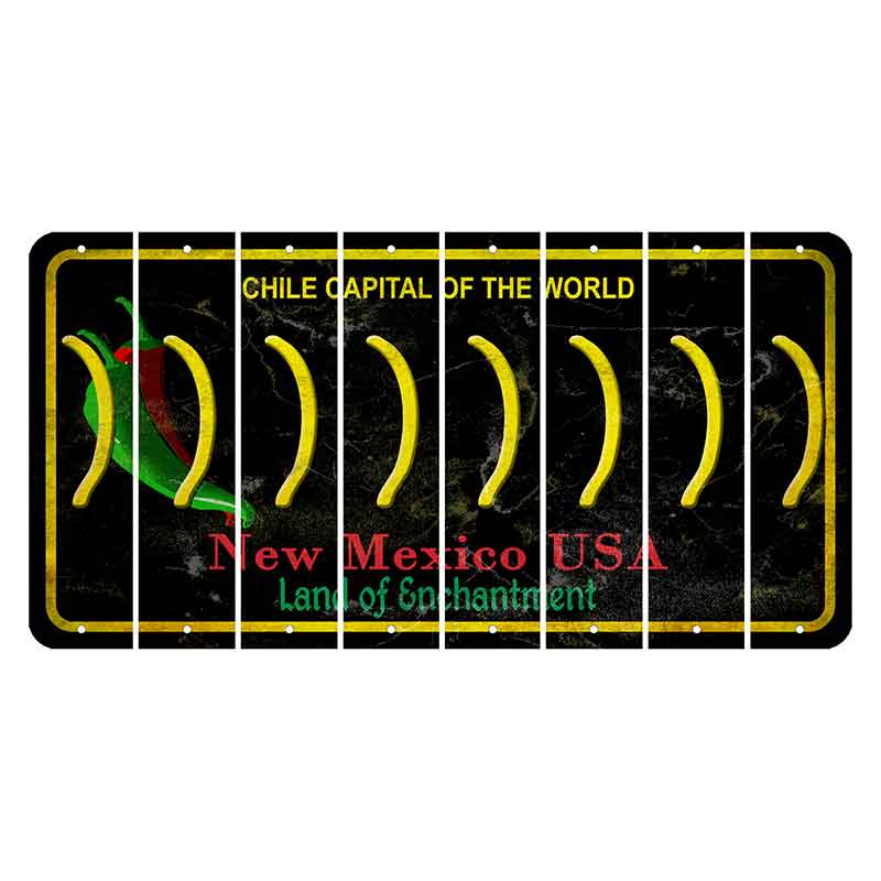 New Mexico Black Chile Cut License Plate Strips (Set of 8) Parenthesis - Right