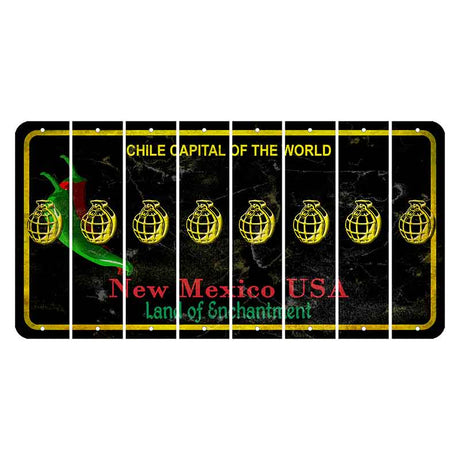 New Mexico Black Chile Cut License Plate Strips (Set of 8) Grenade