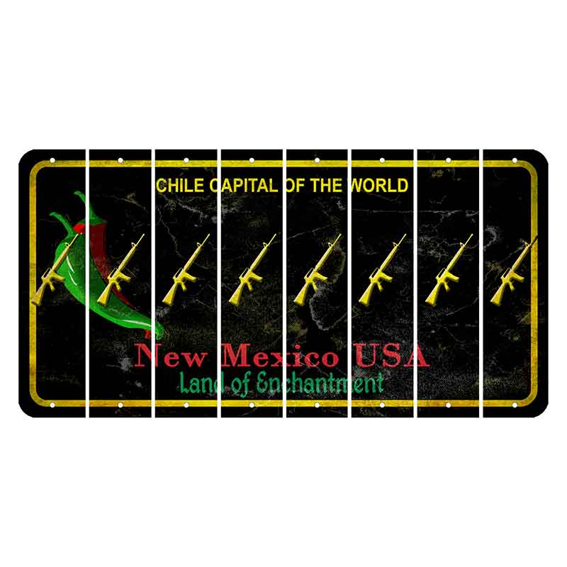 New Mexico Black Chile Cut License Plate Strips (Set of 8) Rifle