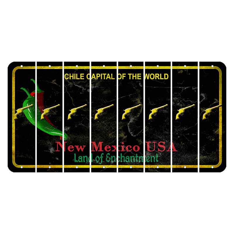 New Mexico Black Chile Cut License Plate Strips (Set of 8) Revolver