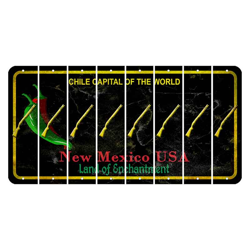 New Mexico Black Chile Cut License Plate Strips (Set of 8) Shotgun