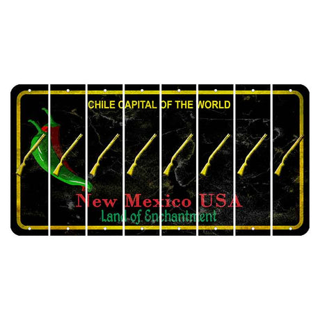 New Mexico Black Chile Cut License Plate Strips (Set of 8) Shotgun