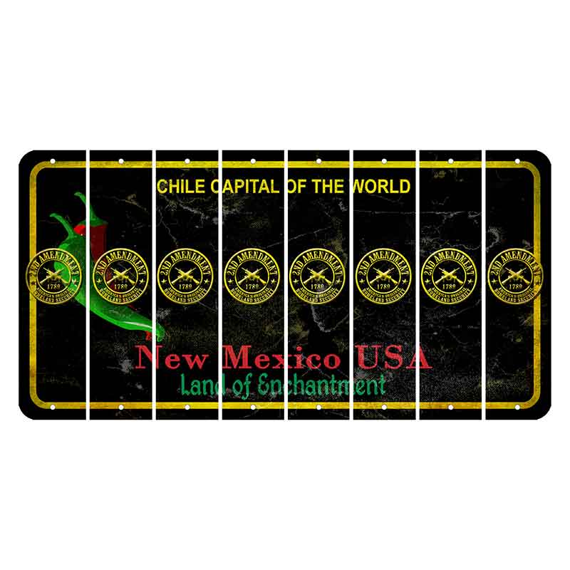 New Mexico Black Chile Cut License Plate Strips (Set of 8) 2nd Amendment