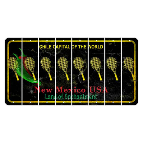 New Mexico Black Chile Cut License Plate Strips (Set of 8) Tennis Racket