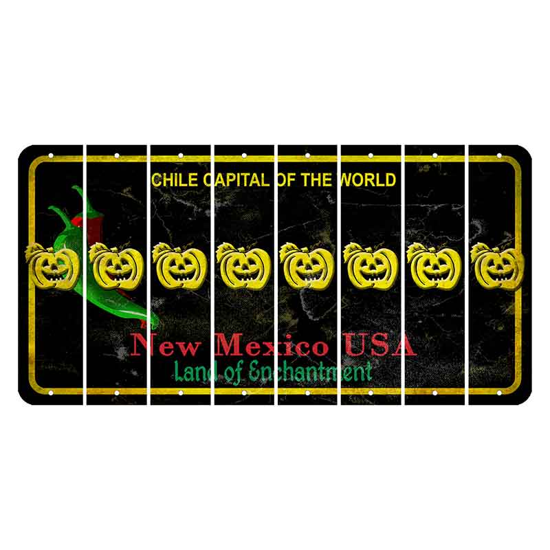 New Mexico Black Chile Cut License Plate Strips (Set of 8) Pumpkin