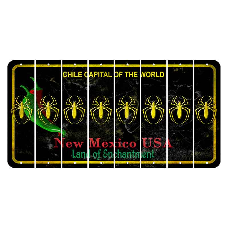 New Mexico Black Chile Cut License Plate Strips (Set of 8) Spider