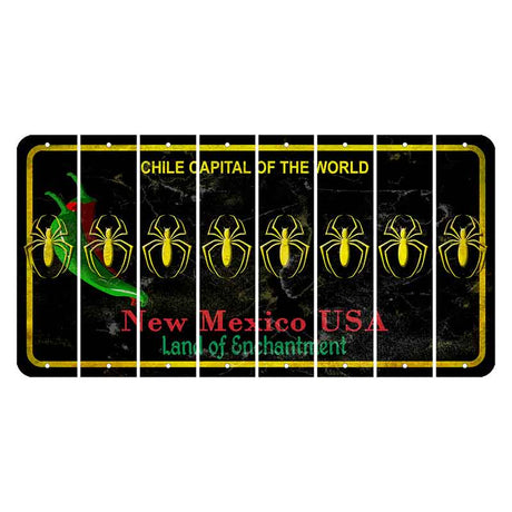 New Mexico Black Chile Cut License Plate Strips (Set of 8) Spider