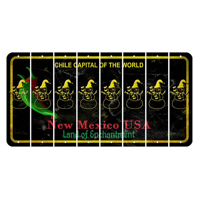 New Mexico Black Chile Cut License Plate Strips (Set of 8) Snowman