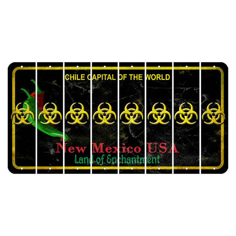 New Mexico Black Chile Cut License Plate Strips (Set of 8) Radioactive