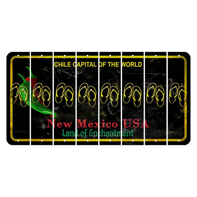 New Mexico Black Chile Cut License Plate Strips (Set of 8) Flip Flops