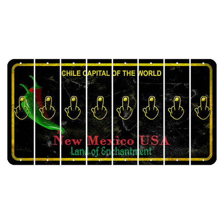 New Mexico Black Chile Cut License Plate Strips (Set of 8) Middle Finger