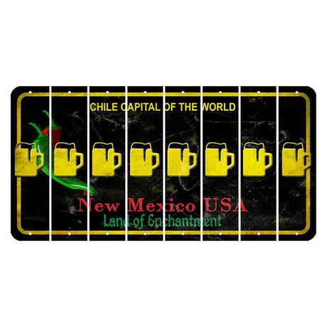 New Mexico Black Chile Cut License Plate Strips (Set of 8) Beer Mug