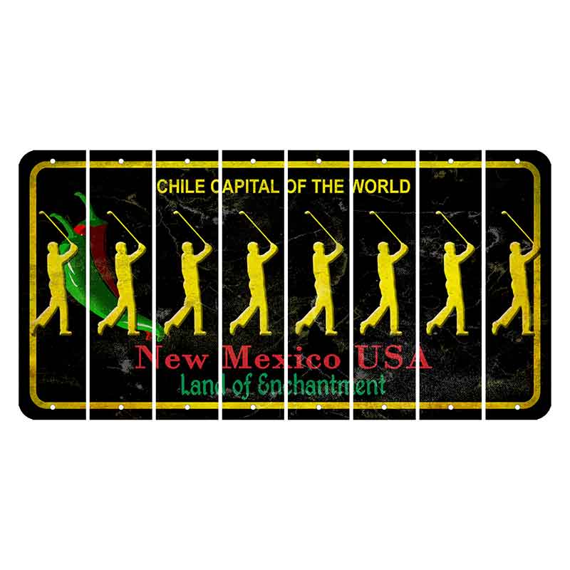 New Mexico Black Chile Cut License Plate Strips (Set of 8) Male Golfer