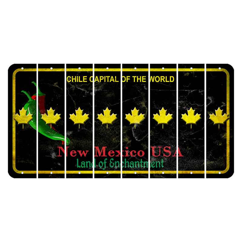 New Mexico Black Chile Cut License Plate Strips (Set of 8) Maple Leaf