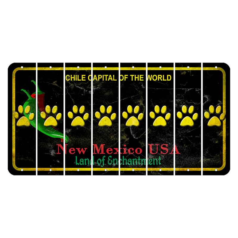 New Mexico Black Chile Cut License Plate Strips (Set of 8) Dog Paw