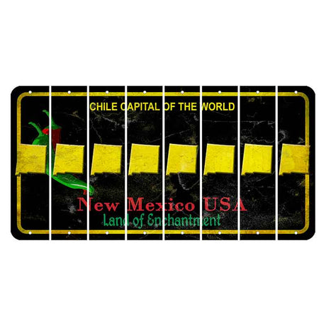 New Mexico Black Chile Cut License Plate Strips (Set of 8) State Silhouette