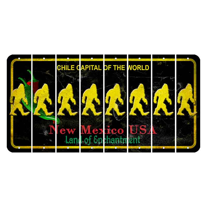 New Mexico Black Chile Cut License Plate Strips (Set of 8) Bigfoot