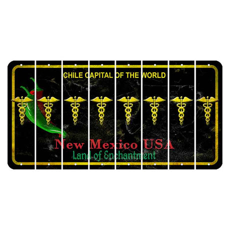 New Mexico Black Chile Cut License Plate Strips (Set of 8) Caduceus