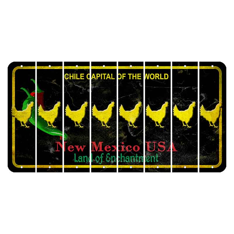 New Mexico Black Chile Cut License Plate Strips (Set of 8) Chicken