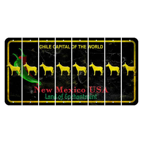 New Mexico Black Chile Cut License Plate Strips (Set of 8) Donkey