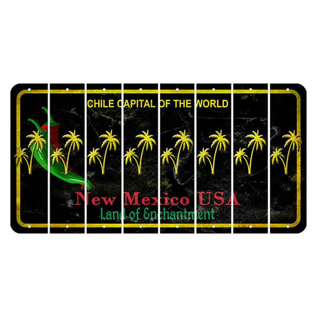 New Mexico Black Chile Cut License Plate Strips (Set of 8) Palm Trees