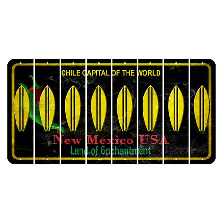 New Mexico Black Chile Cut License Plate Strips (Set of 8) Surfboard