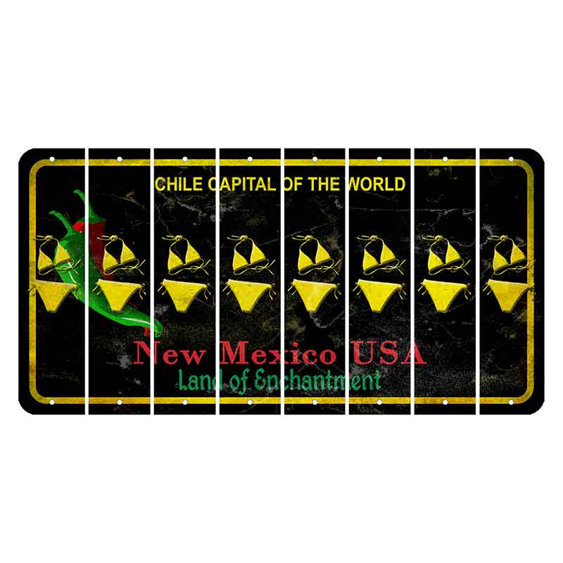 New Mexico Black Chile Cut License Plate Strips (Set of 8) Bikini