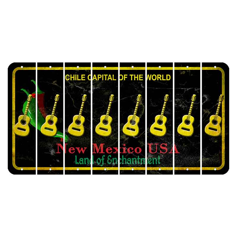 New Mexico Black Chile Cut License Plate Strips (Set of 8) Guitar