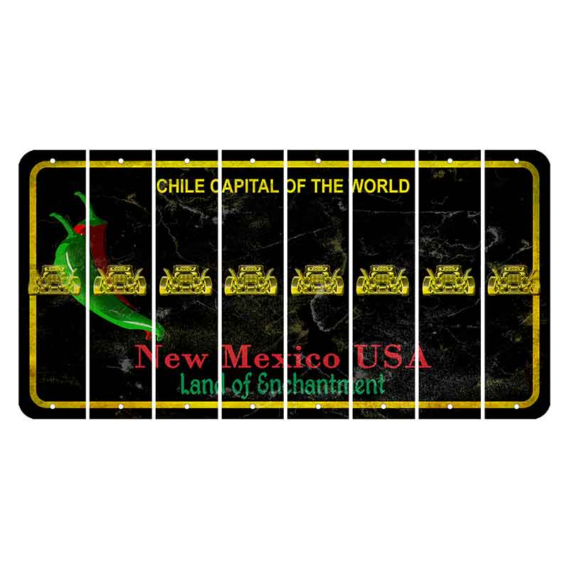 New Mexico Black Chile Cut License Plate Strips (Set of 8) Hot Rod