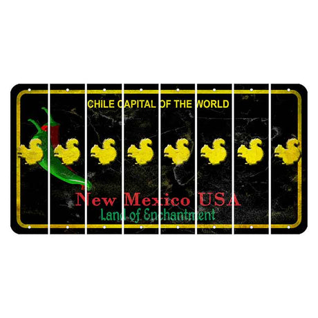 New Mexico Black Chile Cut License Plate Strips (Set of 8) Squirrel