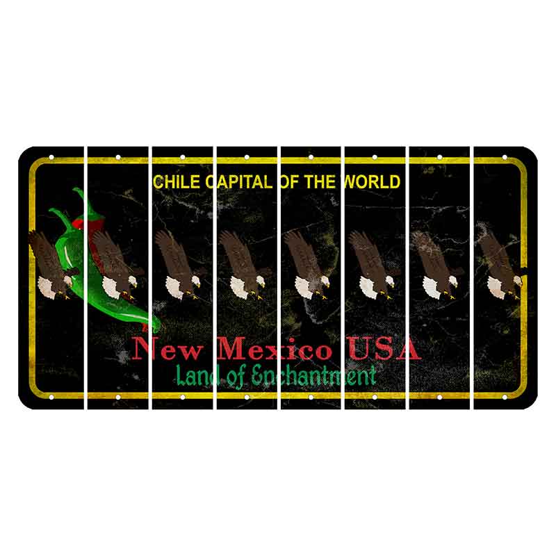 New Mexico Black Chile Cut License Plate Strips (Set of 8) Bald Eagle