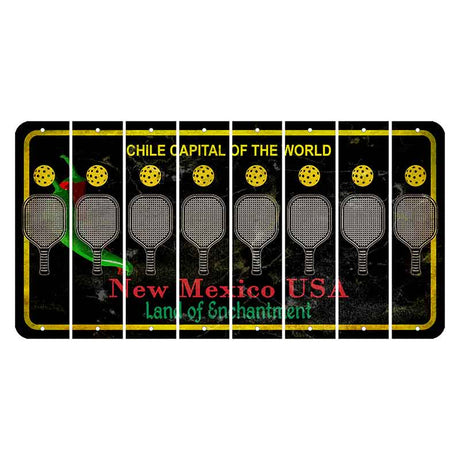 New Mexico Black Chile Cut License Plate Strips (Set of 8) Pickleball