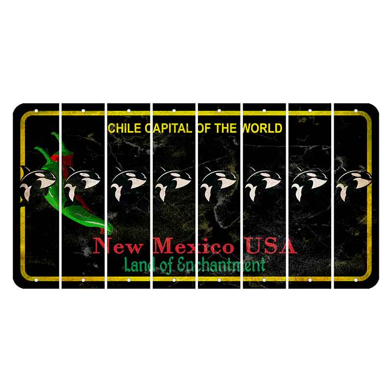 New Mexico Black Chile Cut License Plate Strips (Set of 8) Whale