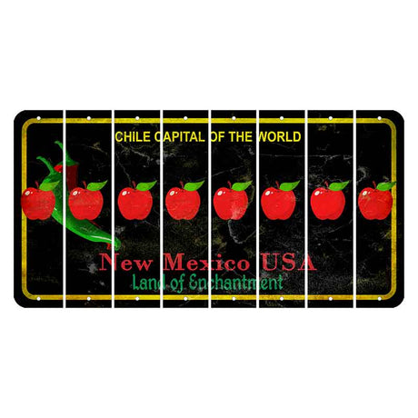 New Mexico Black Chile Cut License Plate Strips (Set of 8) Apple