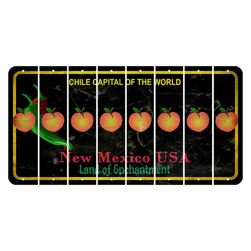 New Mexico Black Chile Cut License Plate Strips (Set of 8) Peach